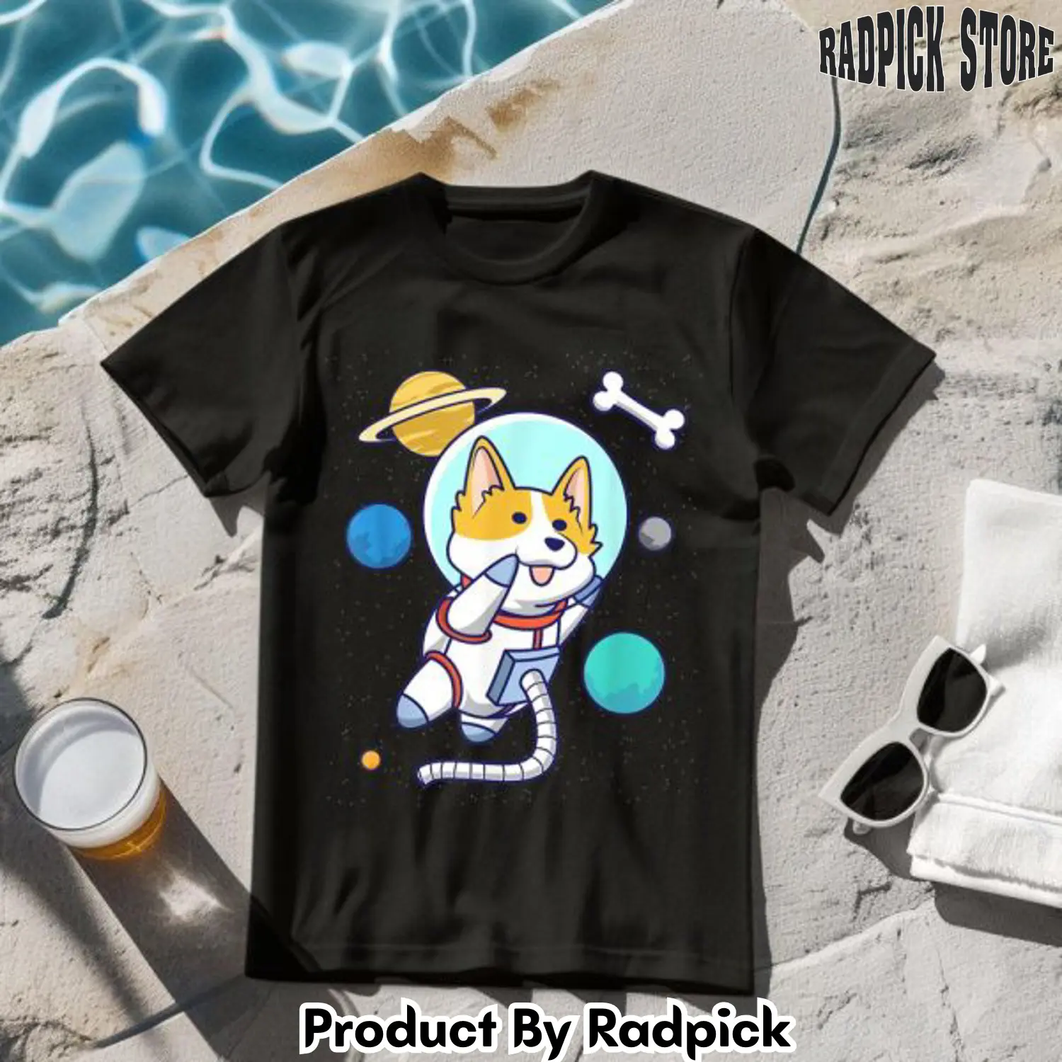 Kawaii corgi astronaut dog corgi in space tshirt rp2632552